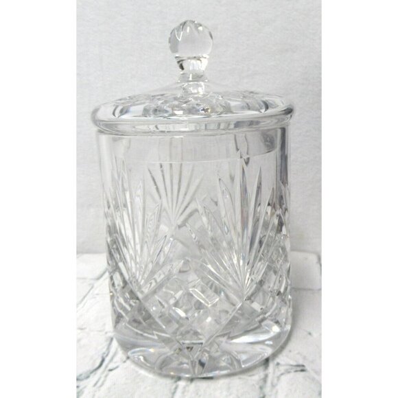 Stylesetter Vintage Crystal Cookie Jar with Lid Hand Cut Floral Design 24% Lead - Picture 3 of 5